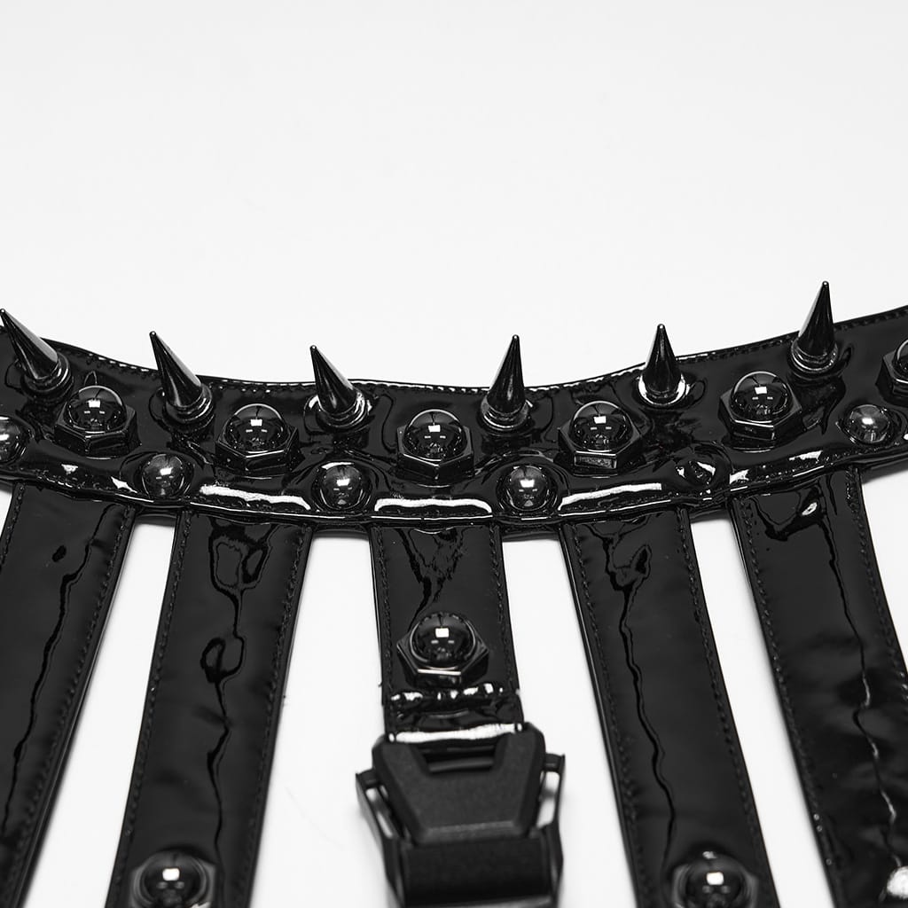 PUNK RAVE Women's Punk Spiked Buckle Strap Halter Harness