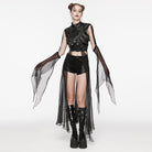 PUNK RAVE Women's Punk Stand Collar Buckles Removable Cape