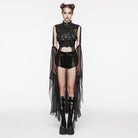 PUNK RAVE Women's Punk Stand Collar Buckles Removable Cape