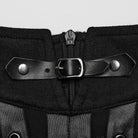 PUNK RAVE Women's Punk Stand Collar Mesh Splice Strappy Tank Top Black