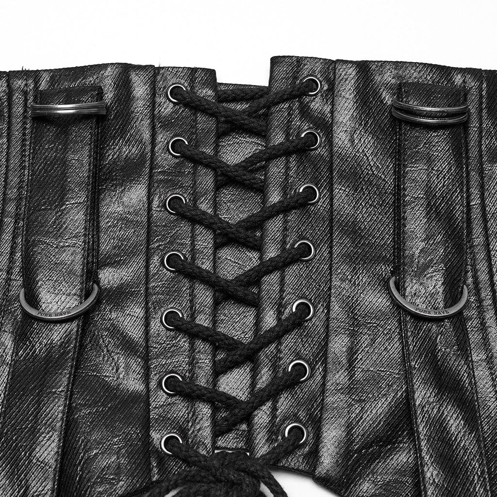 PUNK RAVE Women's Punk Strap Lace-up Underbust Corset