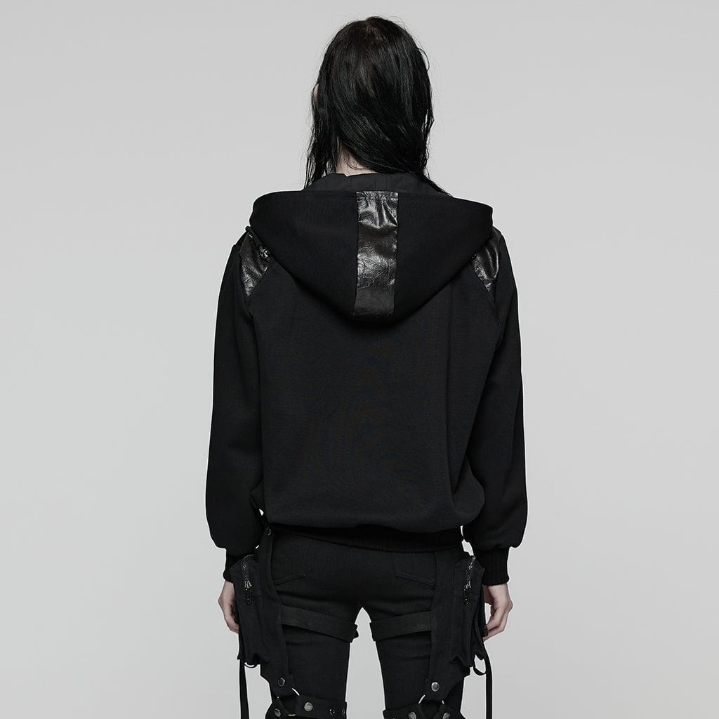 PUNK RAVE Women's Punk Strappy Hoodie