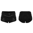 PUNK RAVE Women's Punk Strappy Studded Ripped Shorts
