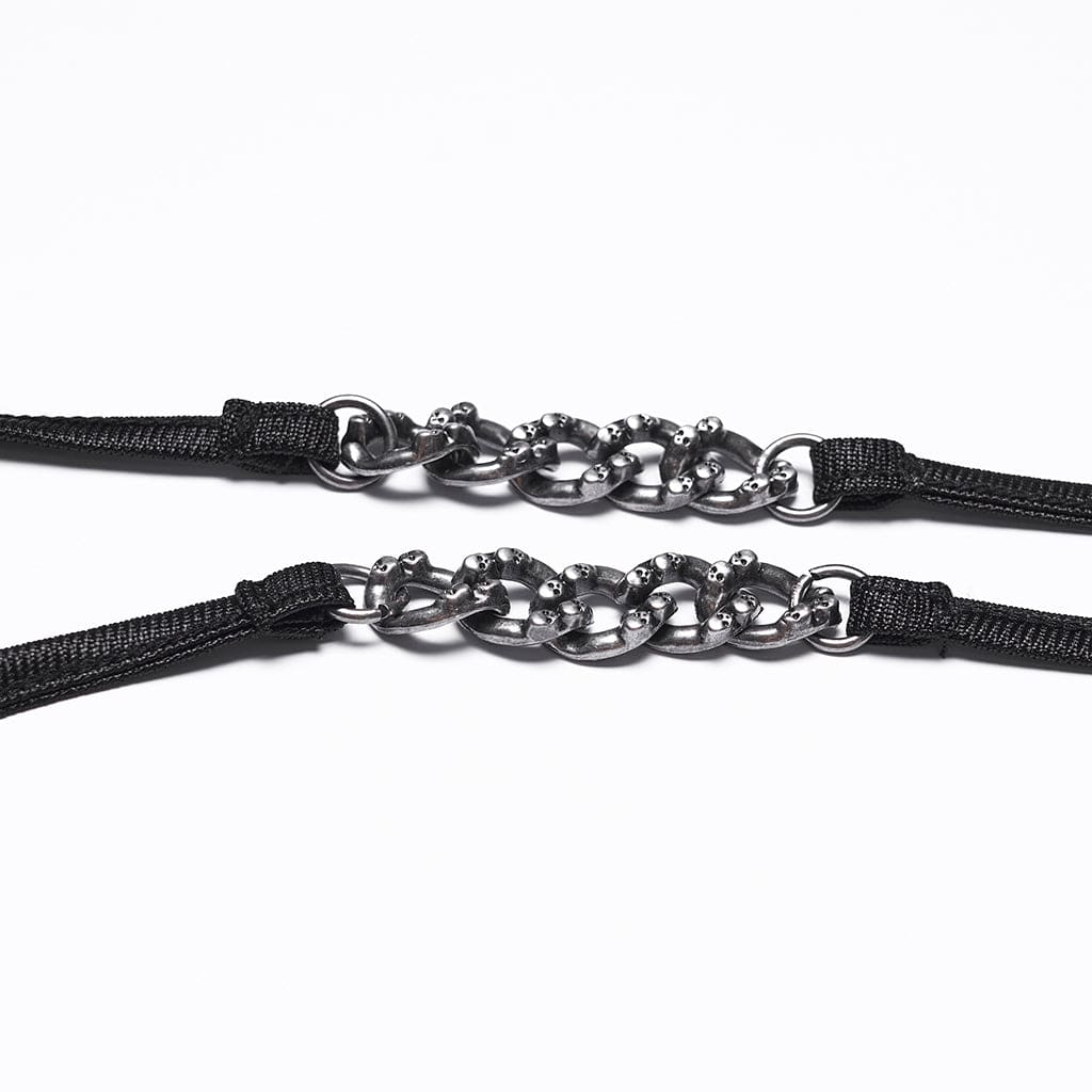 PUNK RAVE Women's Punk Streamer Drawstring Ruched Shorts