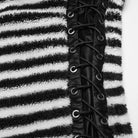 PUNK RAVE Women's Punk Striped Fluffy Hoodies with Big Ear Hood