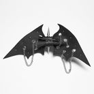 PUNK RAVE Women's Punk Studded Bat Bow Hairpin Black-Silver