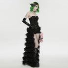 PUNK RAVE Women's Punk Studded Bat Bow Hairpin Black-Silver