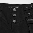 PUNK RAVE Women's Punk Studded Buckle Cargo Pocket Skinny Pants