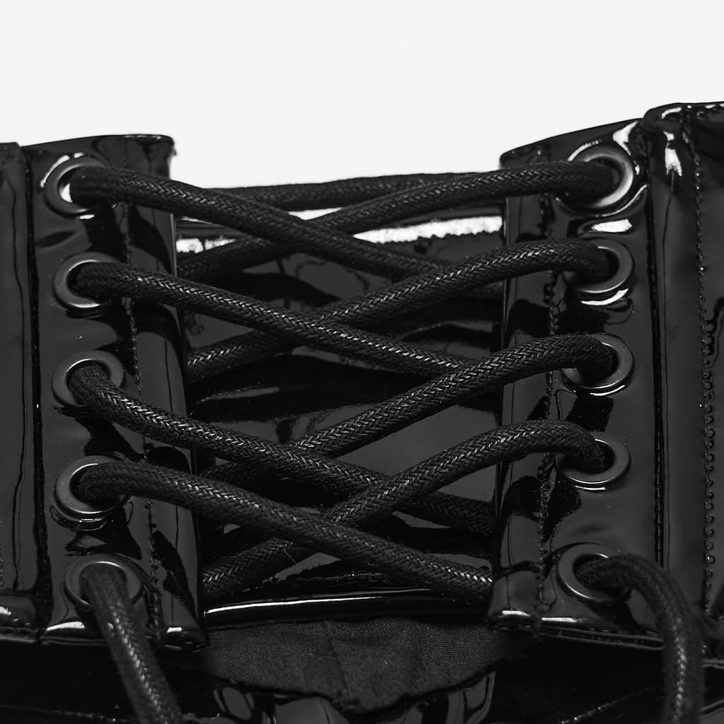 PUNK RAVE Women's Punk Studded Buckle Halter Lace-up Underbust Corset