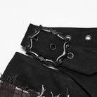 PUNK RAVE Women's Punk Studded Buckle Strap Plaid Pleated Skirt