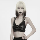 PUNK RAVE Women's Punk Studded Cross Halter Chest Body Harness