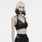 PUNK RAVE Women's Punk Studded Cross Halter Chest Body Harness