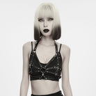 PUNK RAVE Women's Punk Studded Cross Halter Chest Body Harness