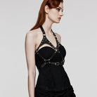 PUNK RAVE Women's Punk Studded Crossed Body Harness