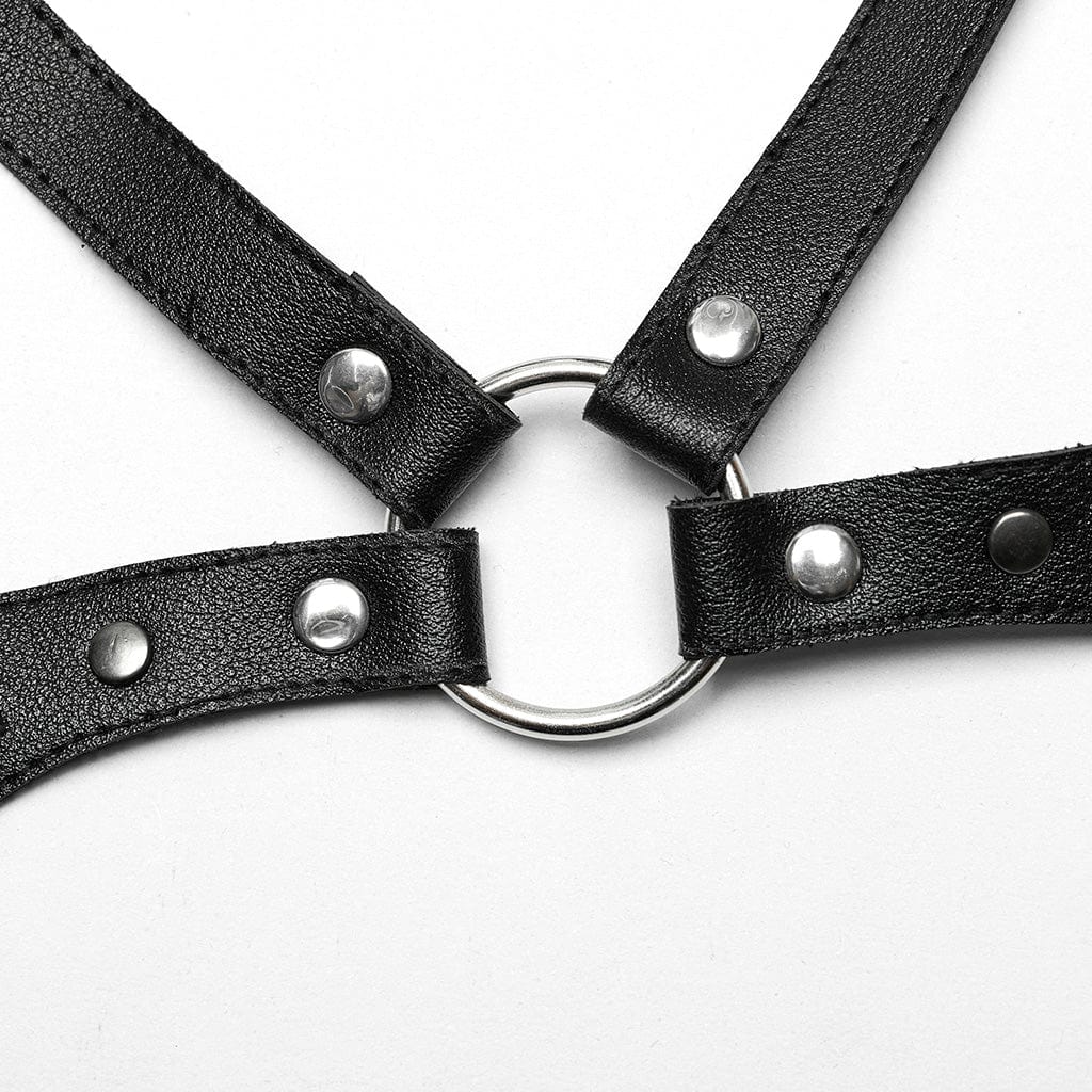PUNK RAVE Women's Punk Studded Crossed Body Harness