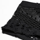 PUNK RAVE Women's Punk Studded Distressed Shorts with Detachable Kilt