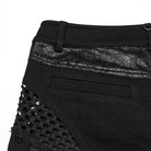 PUNK RAVE Women's Punk Studded Distressed Shorts with Detachable Kilt