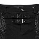 PUNK RAVE Women's Punk Studded Distressed Shorts with Detachable Kilt