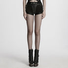 PUNK RAVE Women's Punk Studded Mesh Splice Shorts