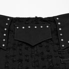 PUNK RAVE Women's Punk Studded Ripped Denim Skirt