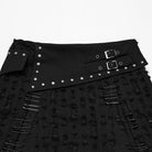 PUNK RAVE Women's Punk Studded Ripped Denim Skirt