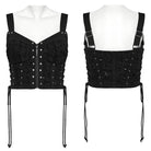 PUNK RAVE Women's Punk Studded Ripped Lace-up Tank Top