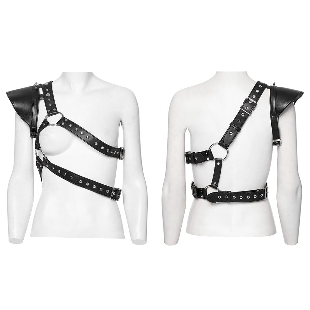 PUNK RAVE Women's Punk Studded Slash Shoulder Harness