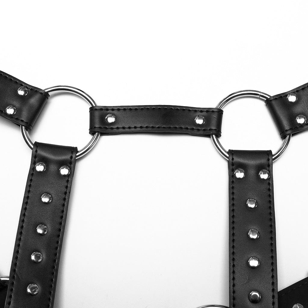 PUNK RAVE Women's Punk Studded Slash Shoulder Harness