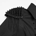 PUNK RAVE Women's Punk Studded Tassels Turn-down Collar Shirt