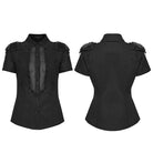 PUNK RAVE Women's Punk Studded Tassels Turn-down Collar Shirt