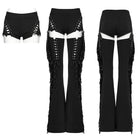 PUNK RAVE Women's Punk Tassel Lace-up Detachable Pants