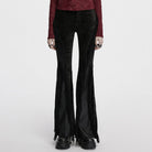 PUNK RAVE Women's Punk Tassel Splice Flared Pants Black