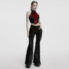 PUNK RAVE Women's Punk Tassel Splice Flared Pants Black
