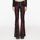 PUNK RAVE Women's Punk Thorns Printed Lace-up Flared Pants Red