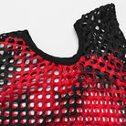 PUNK RAVE Women's Punk Tie-dyed Cutout Mesh Top Black-Red