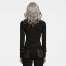 PUNK RAVE Women's Punk Turtleneck Eyelet Buckle Strap Long Sleeve Top