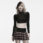 PUNK RAVE Women's Punk Turtleneck Long Sleeve Crop Top