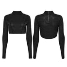 PUNK RAVE Women's Punk Turtleneck Long Sleeve Crop Top