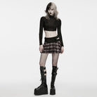 PUNK RAVE Women's Punk Turtleneck Long Sleeve Crop Top