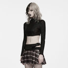 PUNK RAVE Women's Punk Turtleneck Long Sleeve Crop Top