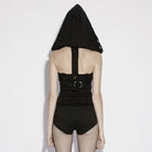 PUNK RAVE Women's Punk Unedged Zip Vest with Detachable Hood