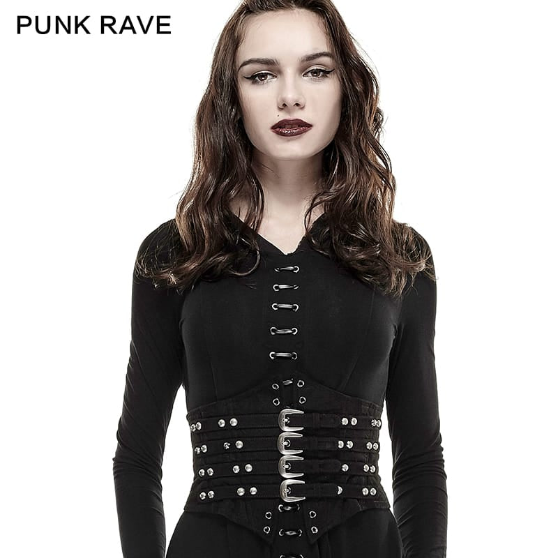 PUNK RAVE Women's Steampunk Buckles Lace Up Underbust Corsets