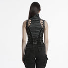 Corsés con remaches y cordones de cuello alto estilo steampunk para mujer PUNK RAVE