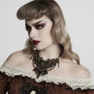 PUNK RAVE Women's Steampunk Irregular Beaded Butterfly Necklace Amber