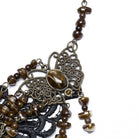 PUNK RAVE Women's Steampunk Irregular Beaded Butterfly Necklace Amber