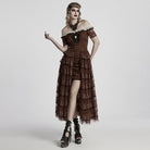 PUNK RAVE Women's Steampunk Irregular Beaded Butterfly Necklace Amber