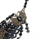 PUNK RAVE Women's Steampunk Irregular Beaded Butterfly Necklace Black