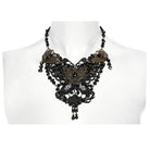 PUNK RAVE Women's Steampunk Irregular Beaded Butterfly Necklace Black