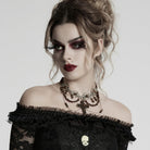 PUNK RAVE Women's Steampunk Irregular Beaded Cross Necklace Amber