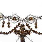 PUNK RAVE Women's Steampunk Irregular Beaded Cross Necklace Amber